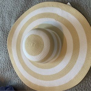 Tan and white summer floppy hat